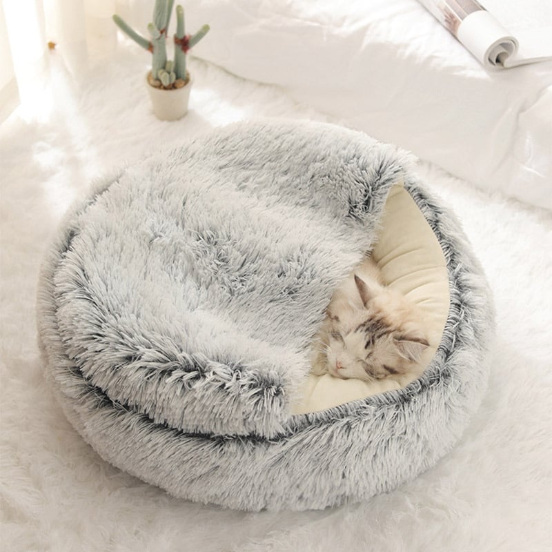 Soft Plush Pet Bed for Cats & Small Dogs β Warm Round Nest Sleeping Cave