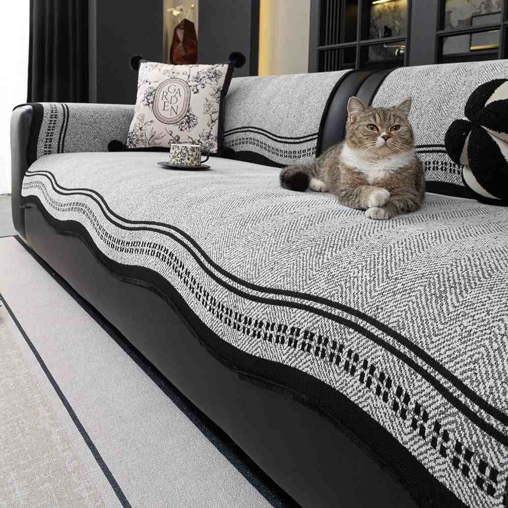Chenille Sofa Cover Alien – Wavy Edge Non-Slip & Anti-Scratch Couch Mat for All Seasons