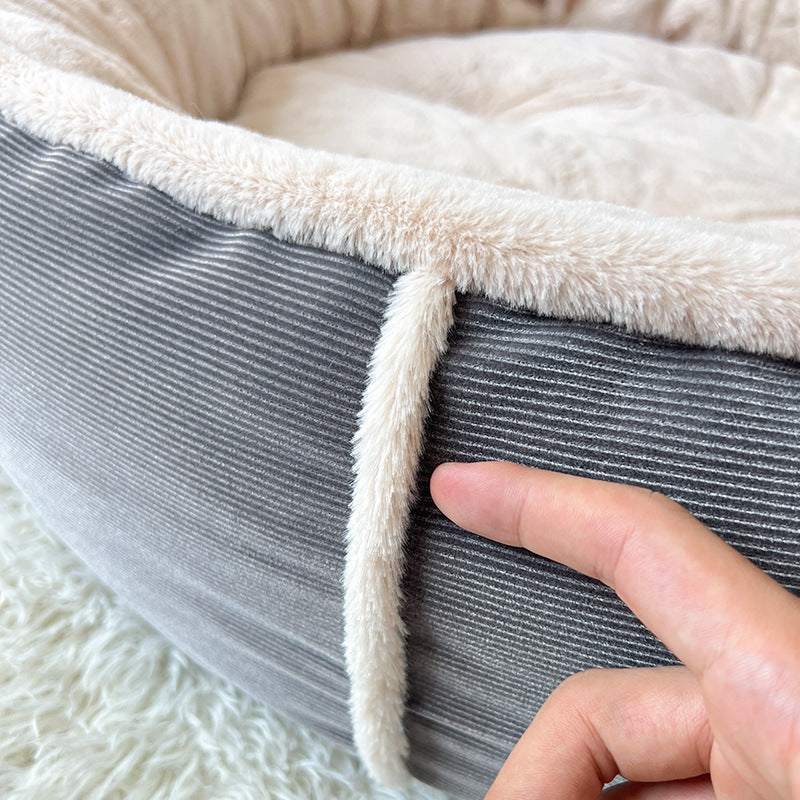 Corduroy dog bed Soft Plush Round Pet
