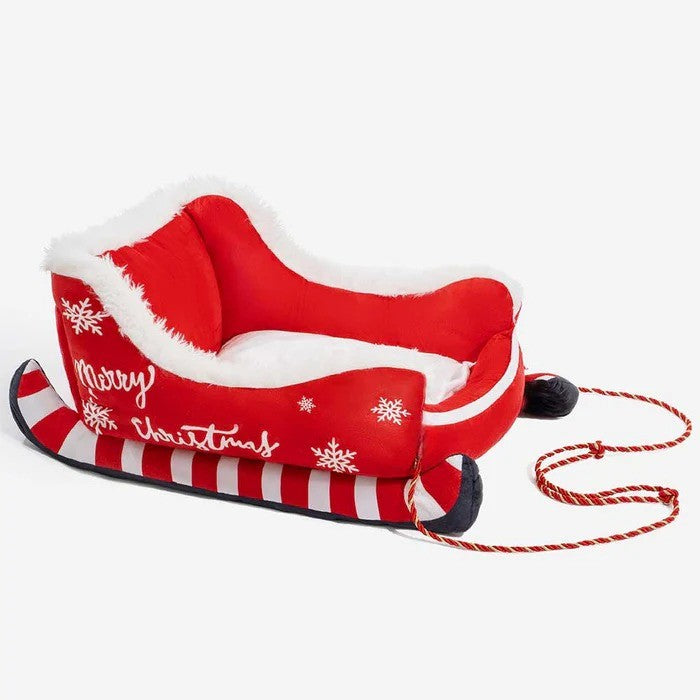 Side view of Christmas Sleigh Pet Bed – Warm, Washable & Non-Slip Sofa for Cats & Dogs by Developaw