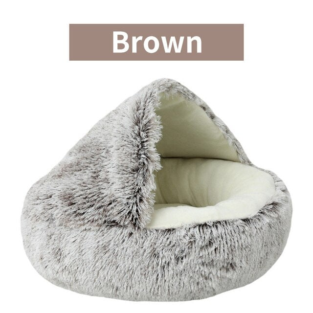 DEVELOPAW_Plush Calming Pet Bed -COLOR BROWN