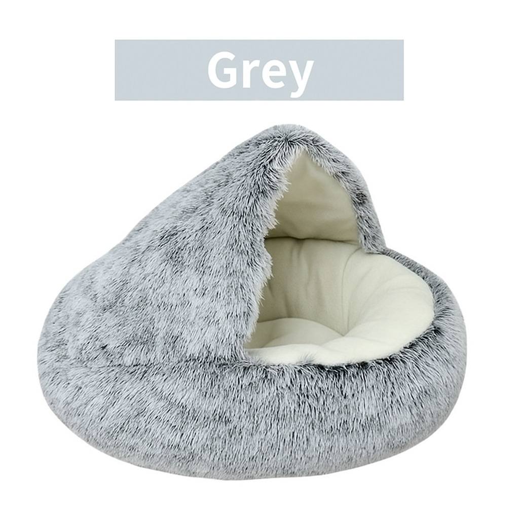 DEVELOPAW_Plush Calming Pet Bed -COLOR GREY