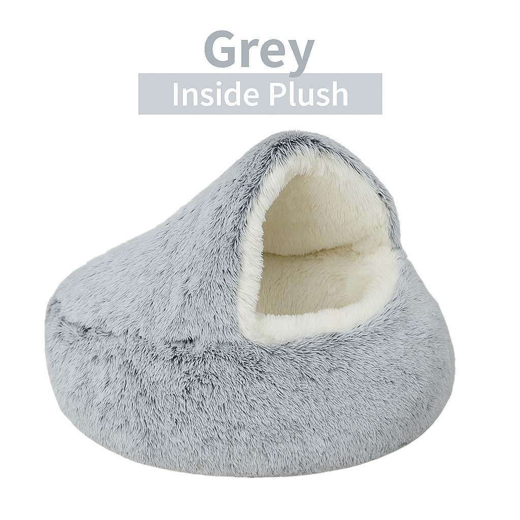 DEVELOPAW_Plush Calming Pet Bed - Inside Plush - COLOR GREY