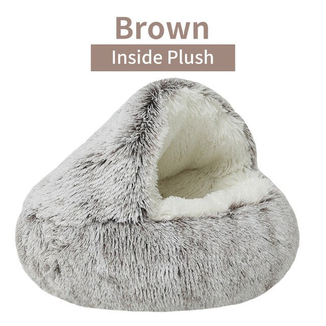 DEVELOPAW_Plush Calming Pet Bed inside plush - COLOR BROWN