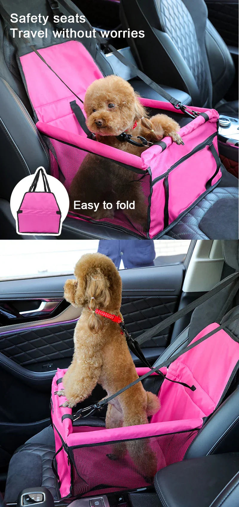 Pet Car Seat β Foldable, Scratch-Proof Dog Booster with Safety Belt for Puppies