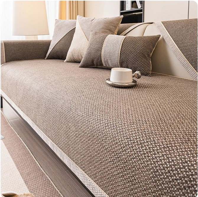 Woven Cotton Linen Sofa Cover – Non-Slip, Washable Couch Protector for All Seasons