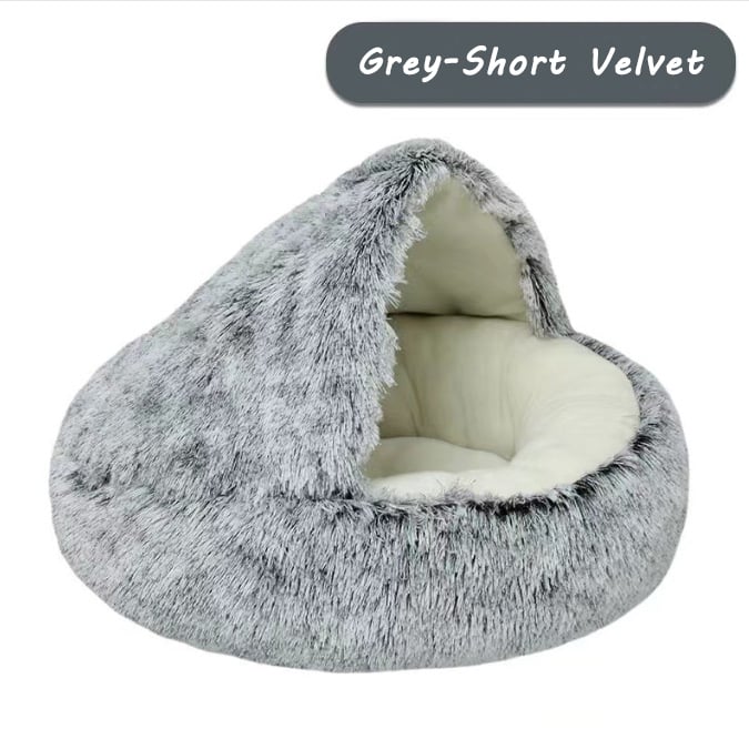 Soft Plush Pet Bed for Cats & Small Dogs – Warm Round Nest Sleeping Cave