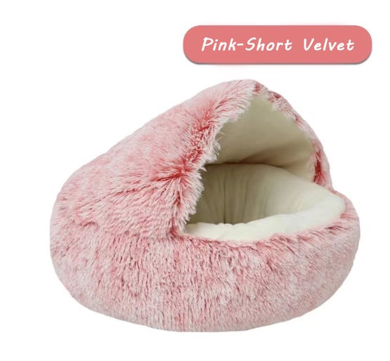 Soft Plush Pet Bed for Cats & Small Dogs – Warm Round Nest Sleeping Cave