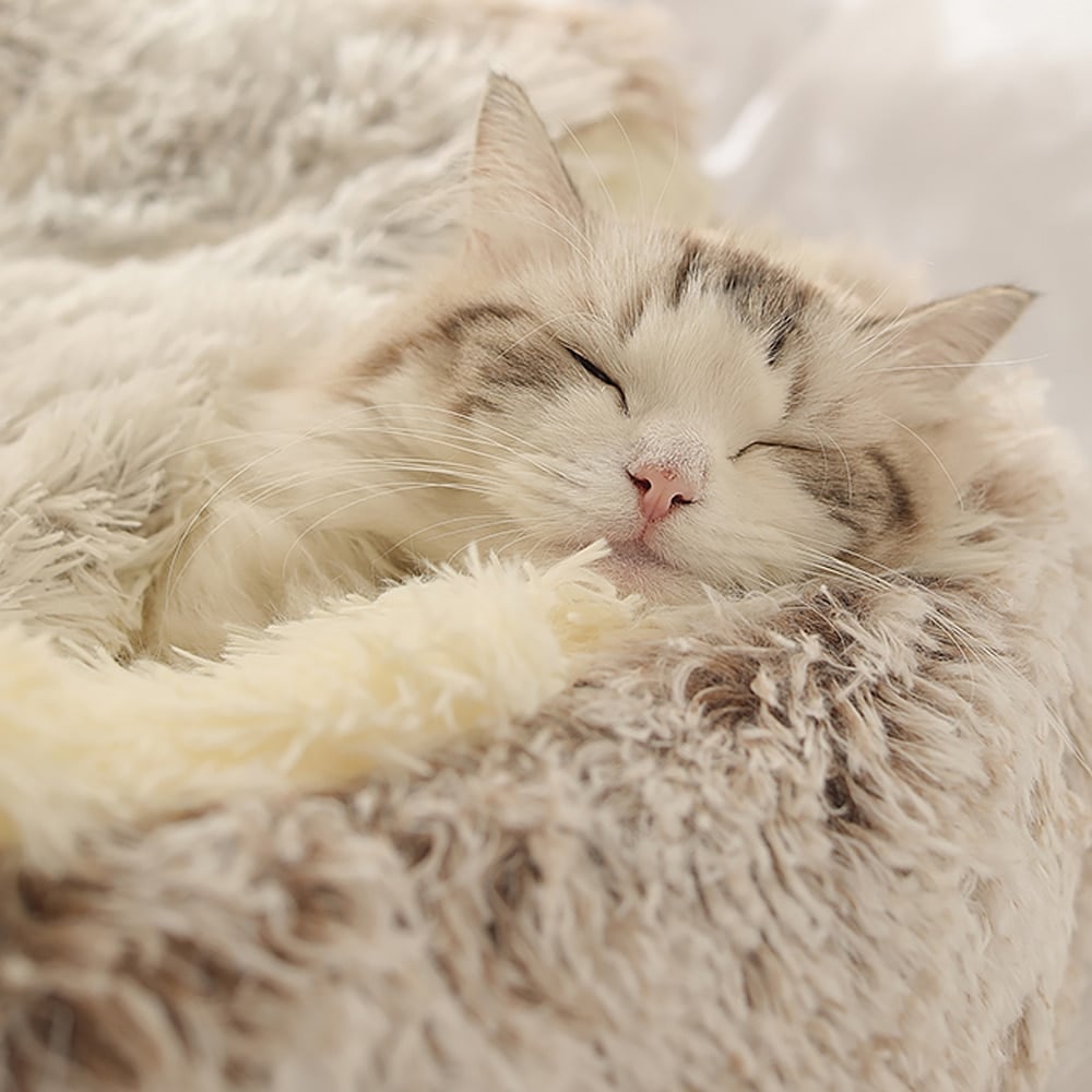 Soft Plush Pet Bed for Cats & Small Dogs – Warm Round Nest Sleeping Cave