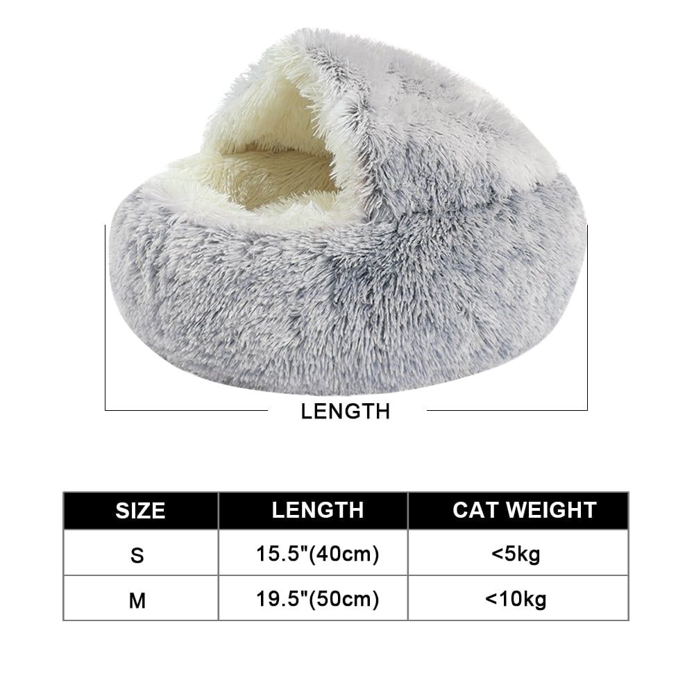 Soft Plush Pet Bed for Cats & Small Dogs – Warm Round Nest Sleeping Cave