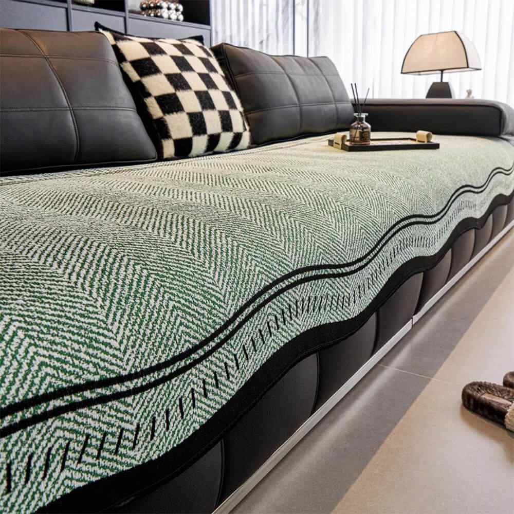 Chenille Sofa Cover Alien – Wavy Edge Non-Slip & Anti-Scratch Couch Mat for All Seasons