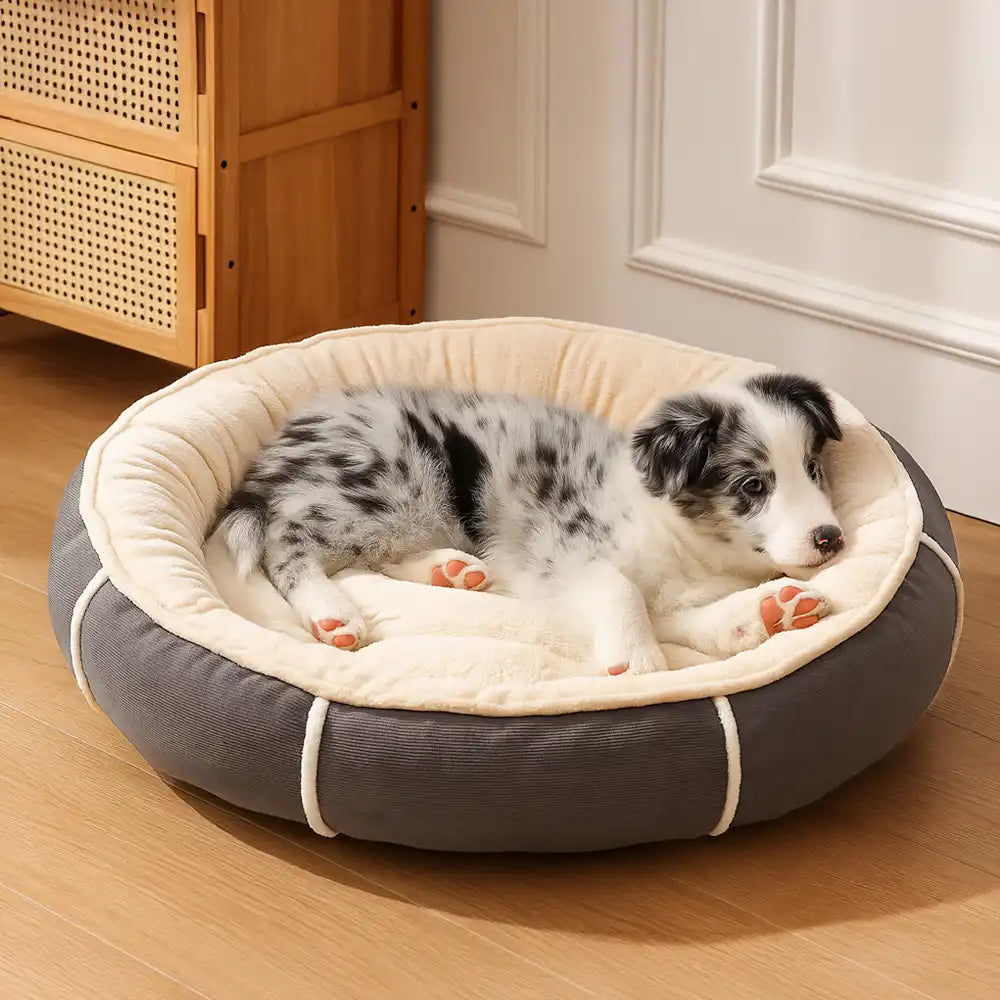 Corduroy dog bed Soft Plush Round Pet Cushion with PP Cotton Filling