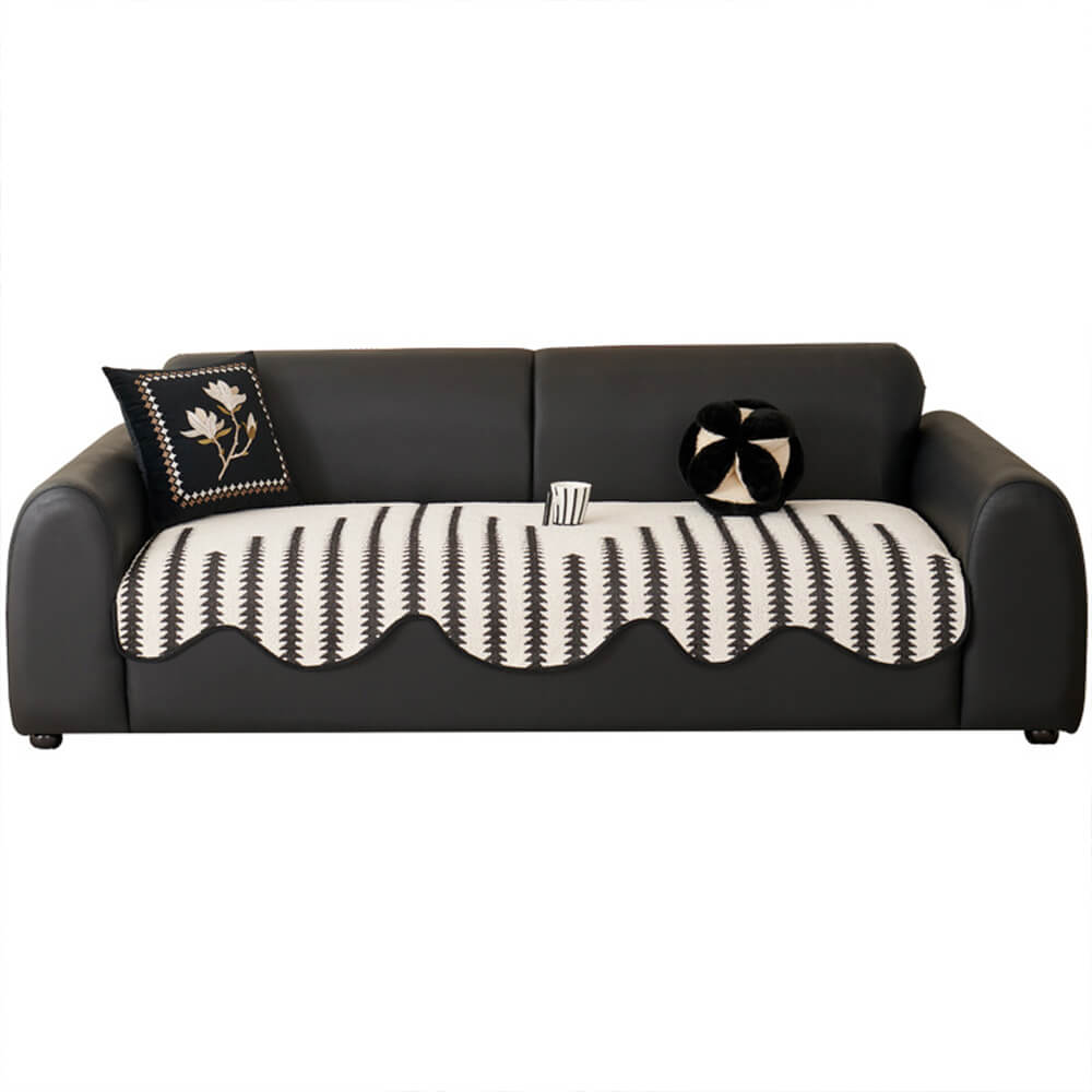 Modern WaveEdge Chenille Sofa Cover with Chevron Stripes