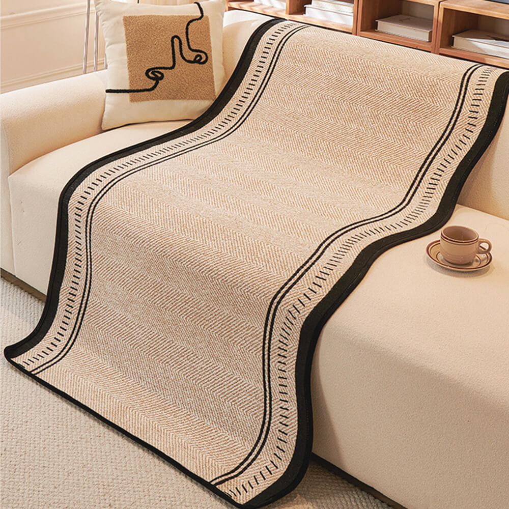 Imperial Non-Slip Chenille Sofa Protector – Pet-Friendly with Wavy Edges