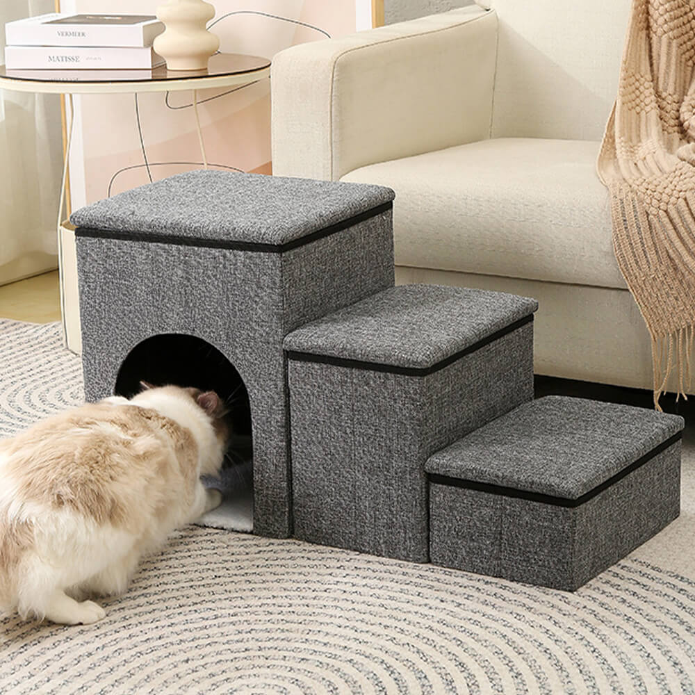 Foldable Dog Stairs with Storage & Condo – Portable Pet Steps