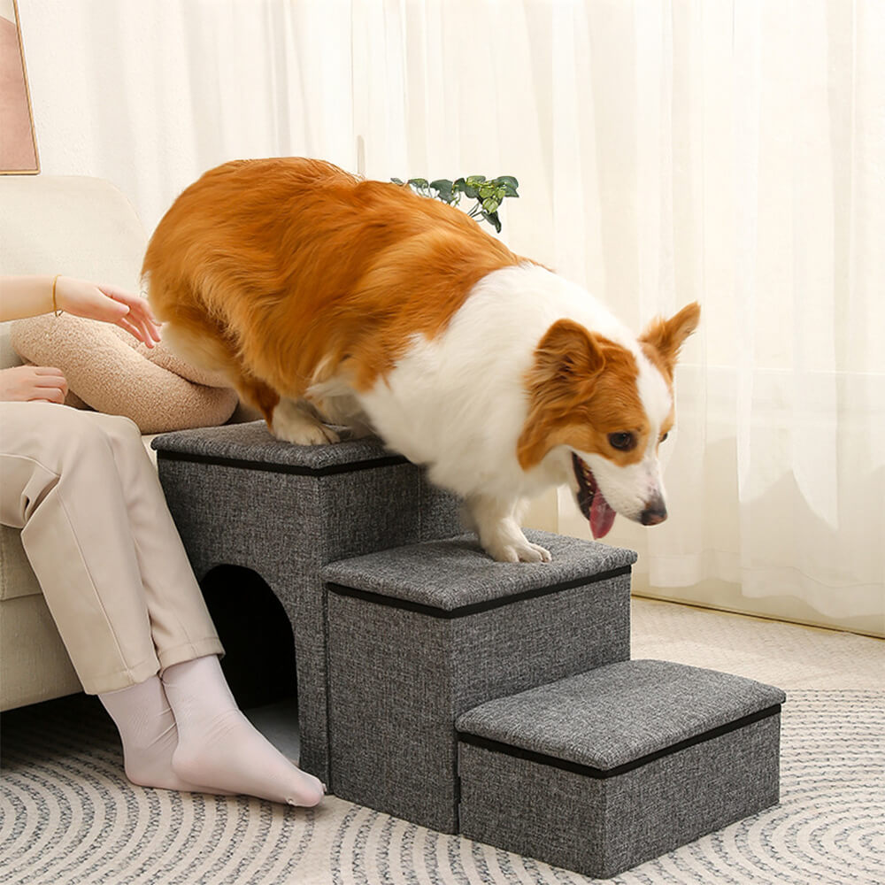 Foldable Dog Stairs with Storage & Condo – Portable Pet Steps