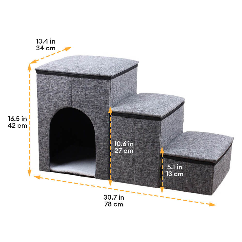 Foldable Dog Stairs with Storage & Condo – Portable Pet Steps