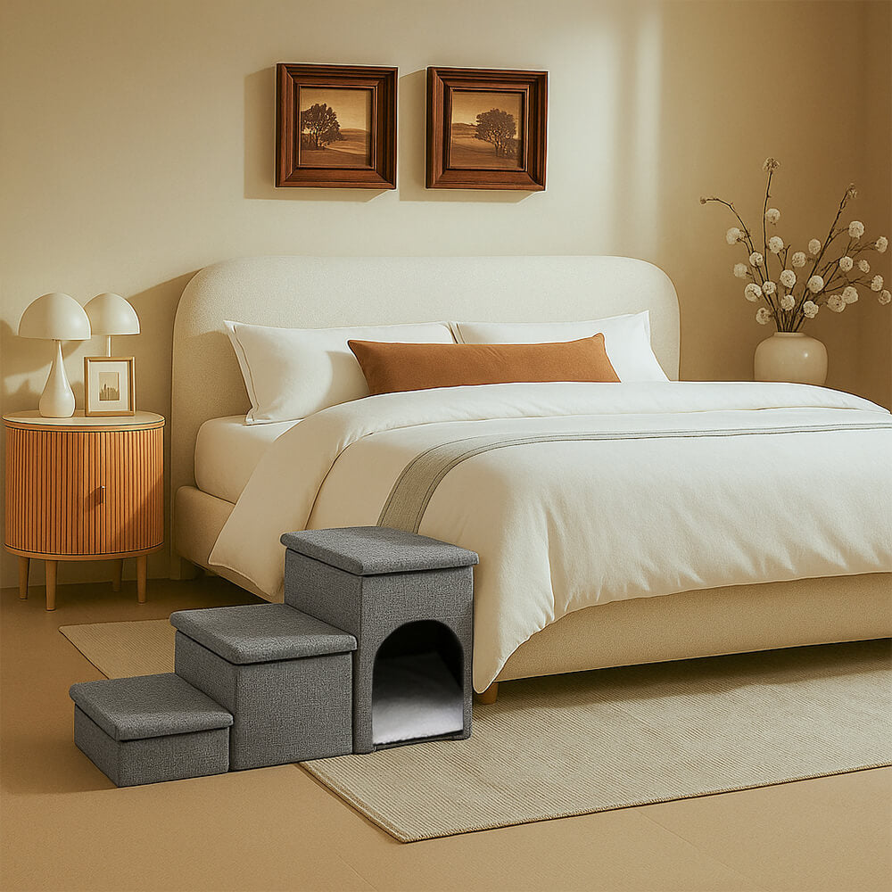 Foldable Dog Stairs with Storage & Condo – Portable Pet Steps