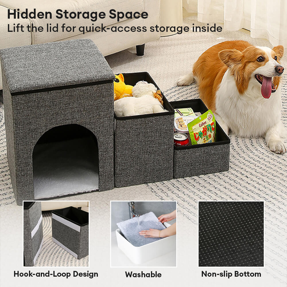 Foldable Dog Stairs with Storage & Condo – Portable Pet Steps