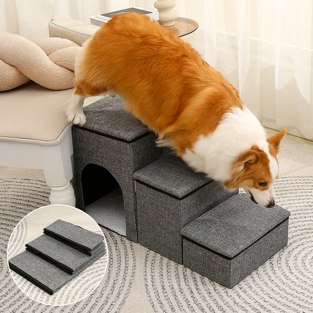 Foldable Dog Stairs with Storage & Condo – Portable Pet Steps