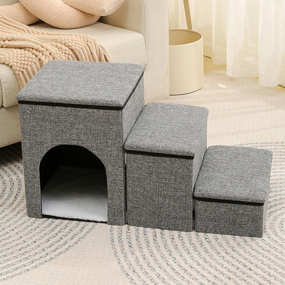Foldable Dog Stairs with Storage & Condo – Portable Pet Steps