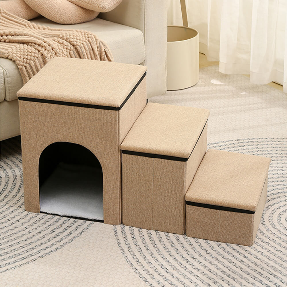 Foldable Dog Stairs with Storage & Condo – Portable Pet Steps