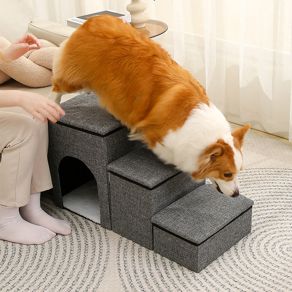 Foldable Dog Stairs with Storage & Condo – Portable Pet Steps