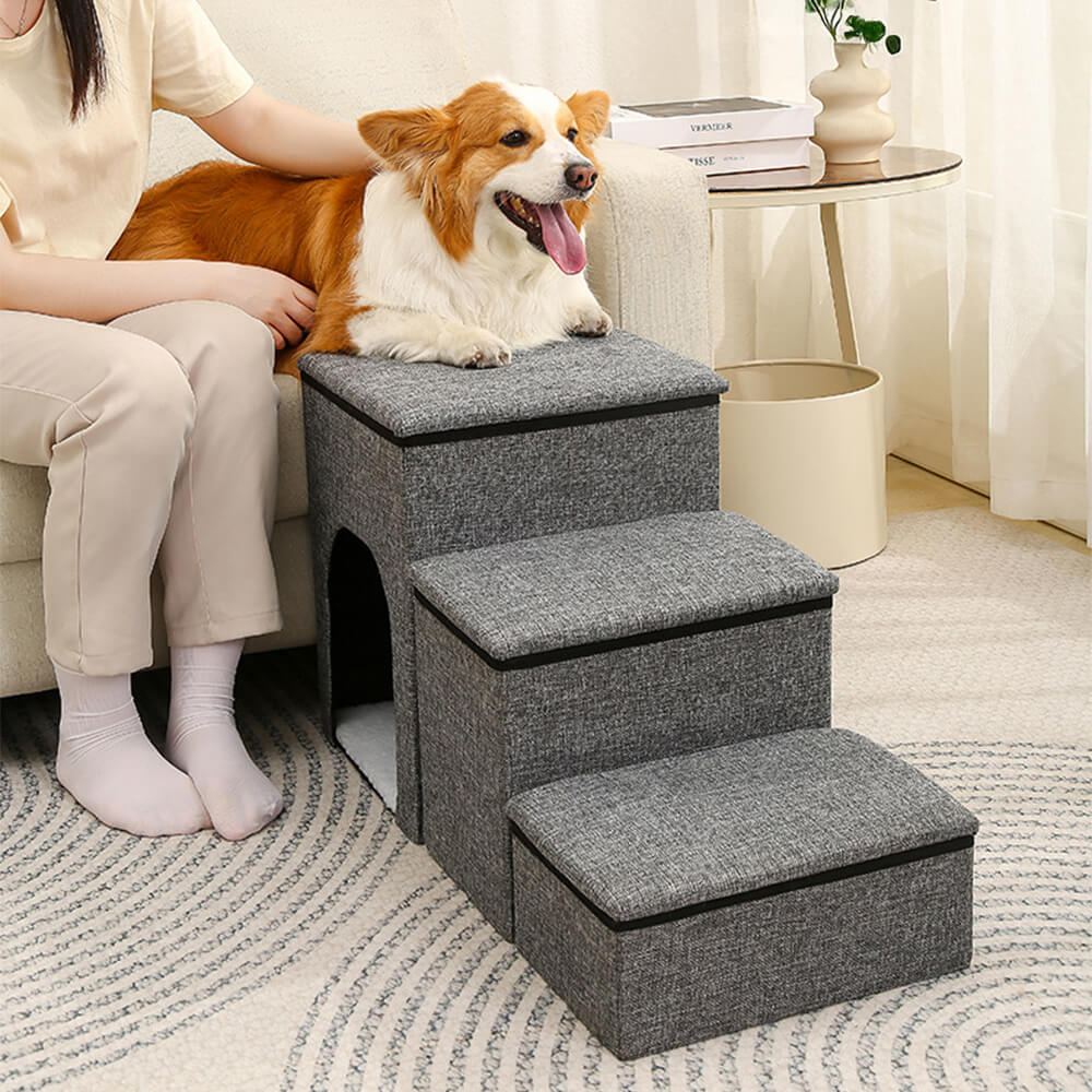 Foldable Dog Stairs with Storage & Condo – Portable Pet Steps