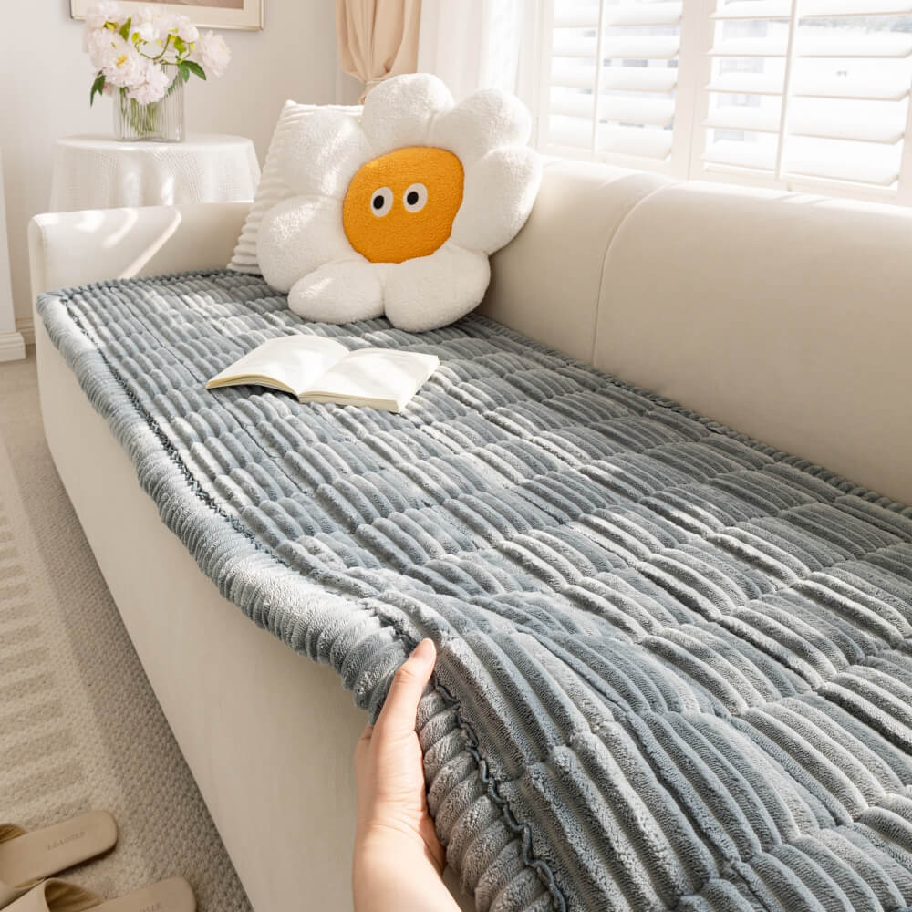 CozyCord Quilted Couch Cover – Plush, Anti-Slip & Winter-Ready