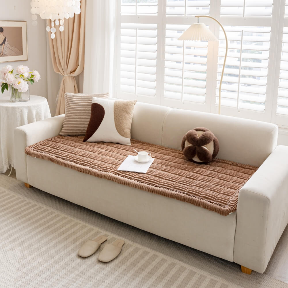 CozyCord Quilted Couch Cover – Plush, Anti-Slip & Winter-Ready