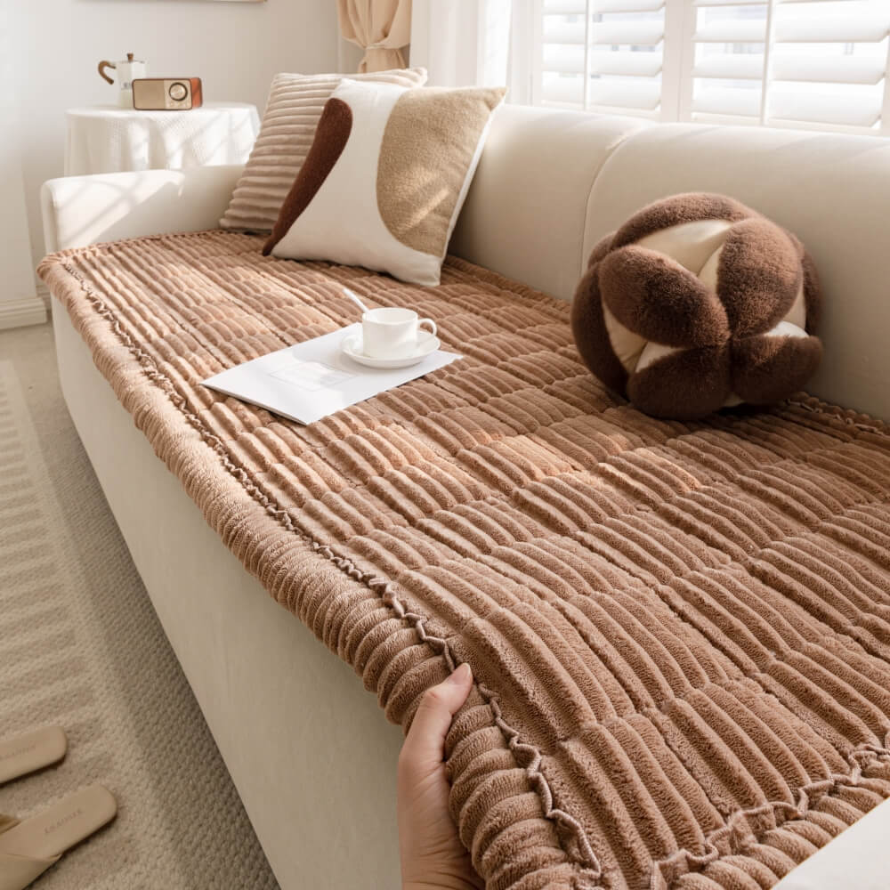 CozyCord Quilted Couch Cover – Plush, Anti-Slip & Winter-Ready