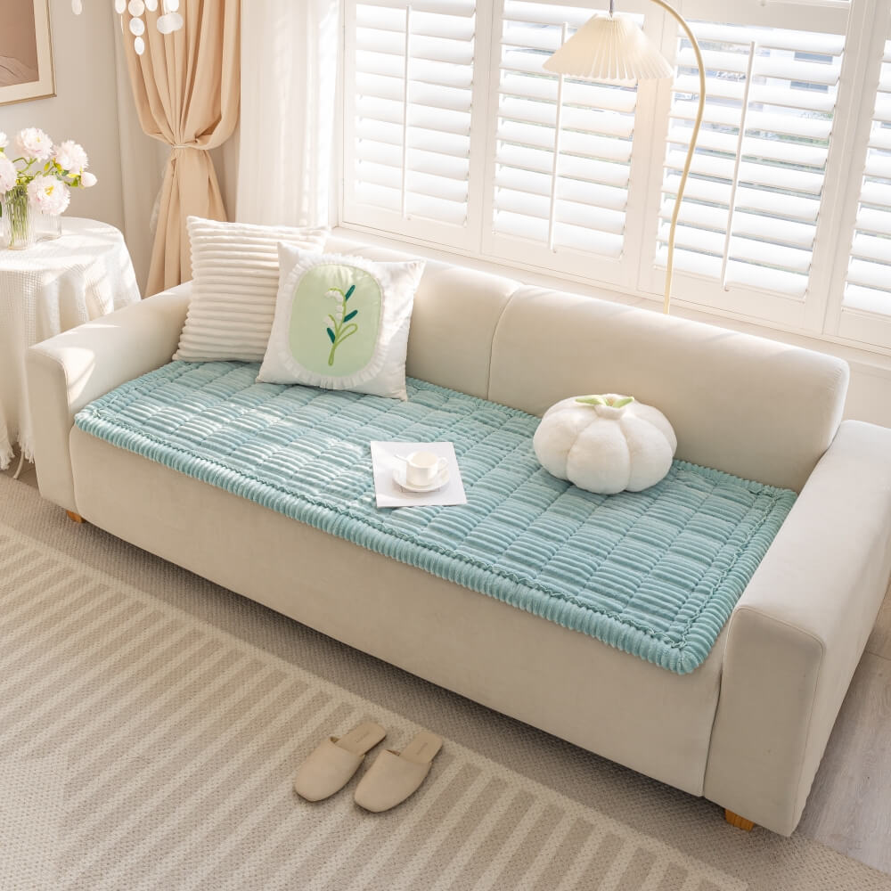 CozyCord Quilted Couch Cover – Plush, Anti-Slip & Winter-Ready