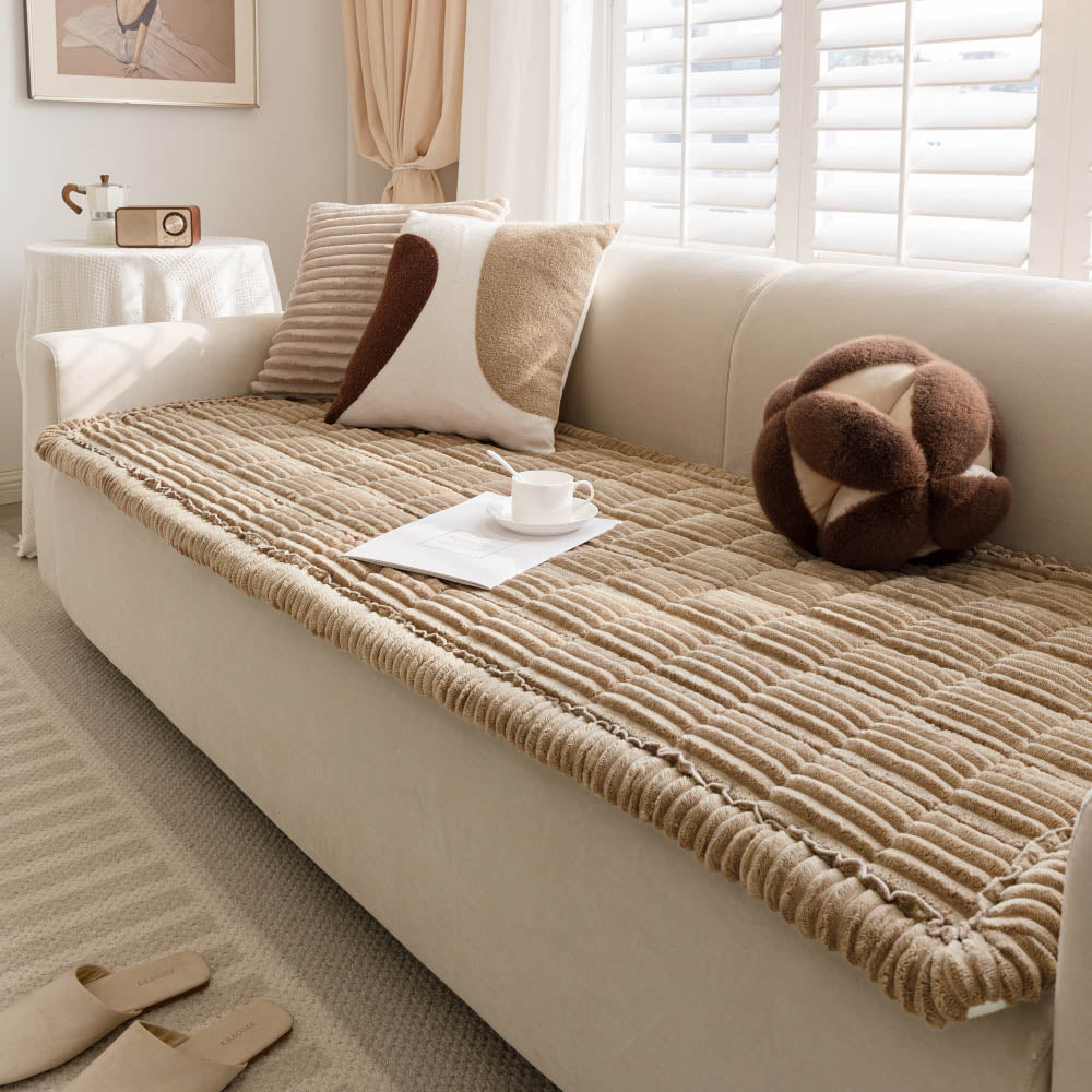 CozyCord Quilted Couch Cover – Plush, Anti-Slip & Winter-Ready