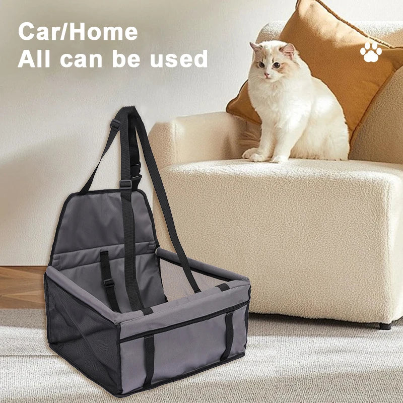 Pet Car Seat – Foldable, Scratch-Proof Dog Booster with Safety Belt for Puppies
