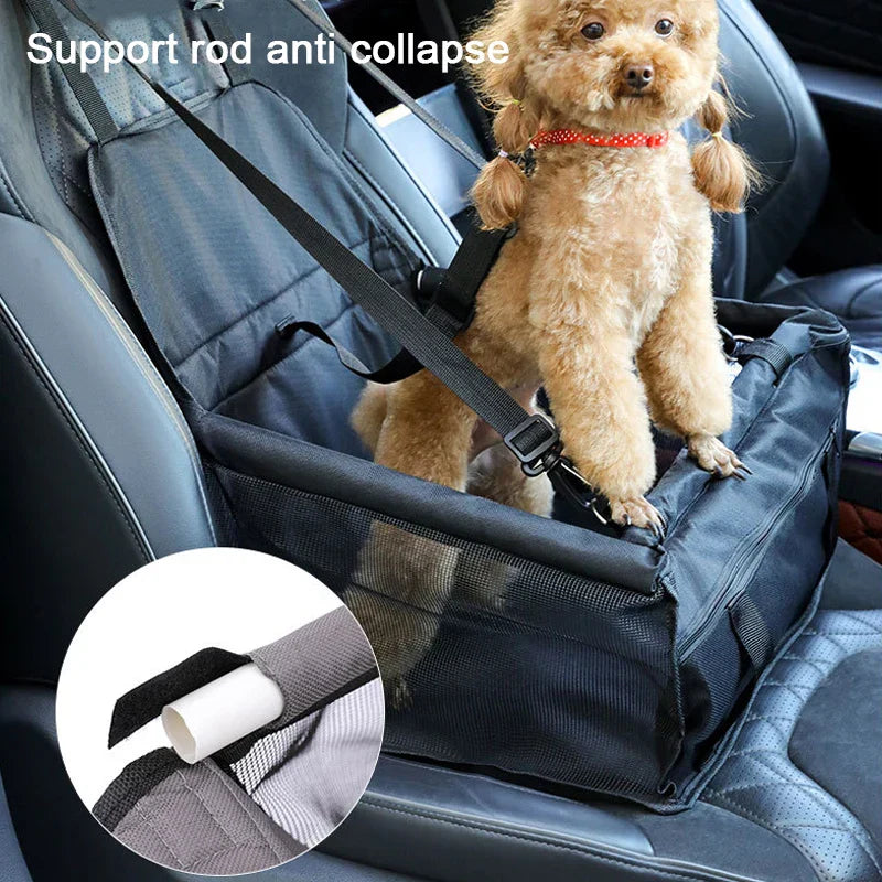 Pet Car Seat – Foldable, Scratch-Proof Dog Booster with Safety Belt for Puppies