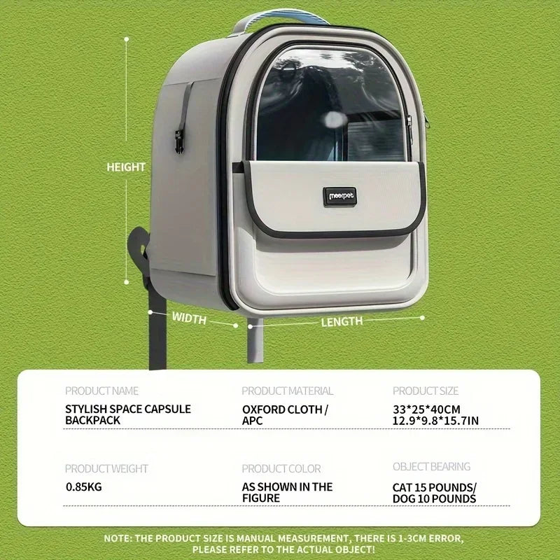 Pet Carrier Space Capsule Backpack – Comfortable & Stylish Travel Backpack for Small Pets