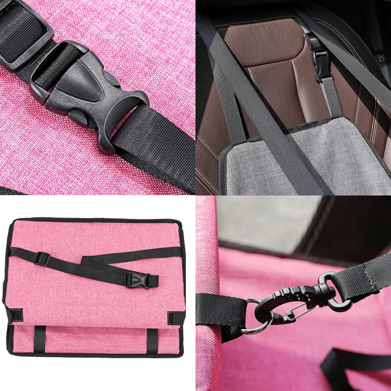 Pet Car Seat – Foldable, Scratch-Proof Dog Booster with Safety Belt for Puppies
