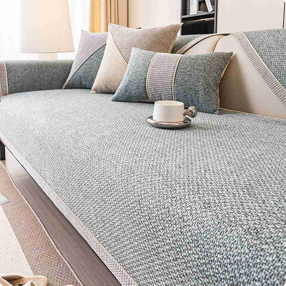 Woven Cotton Linen Sofa Cover Green - Developaw