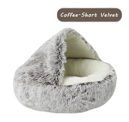 Soft Plush Pet Bed for Cats & Small Dogs – Warm Round Nest Sleeping Cave