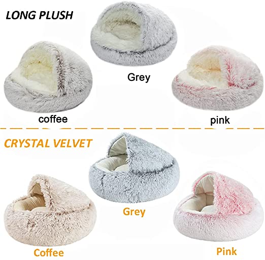 Soft Plush Pet Bed for Cats & Small Dogs – Warm Round Nest Sleeping Cave