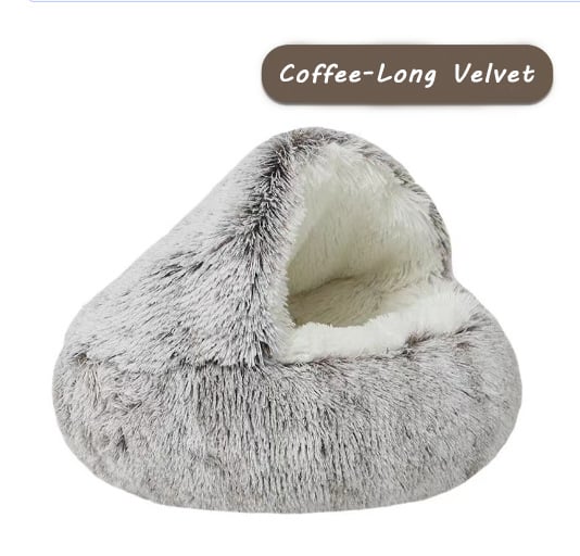 Soft Plush Pet Bed for Cats & Small Dogs – Warm Round Nest Sleeping Cave